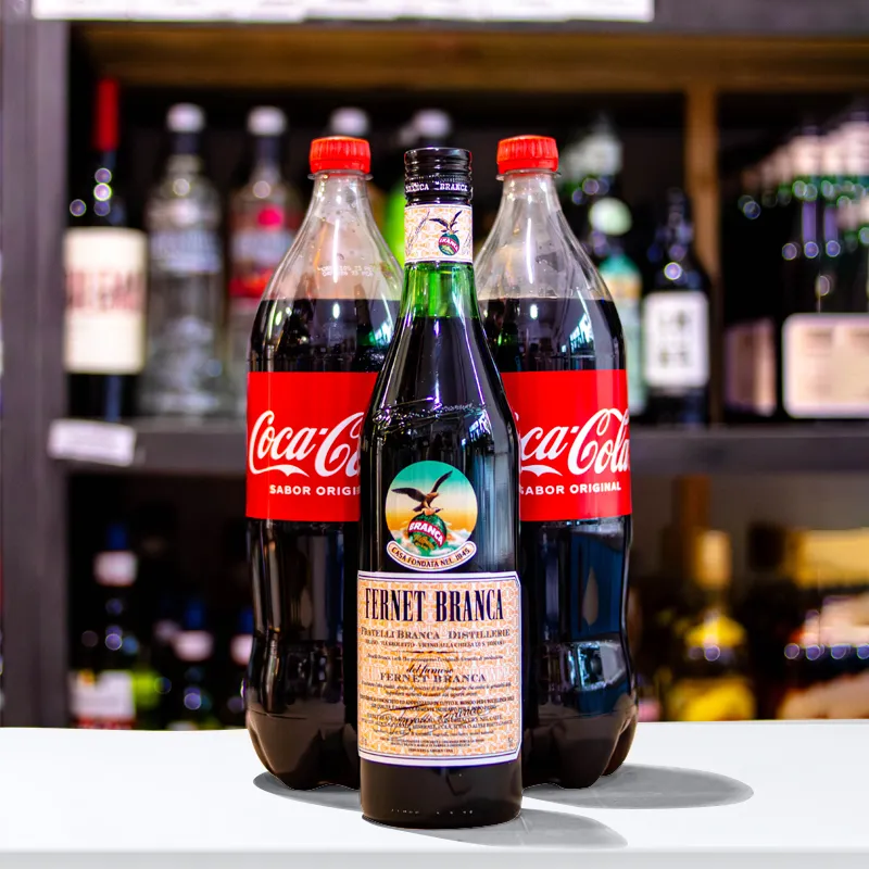 Fernet Branca 750ml + 2 Coca 1.5l + Hielo